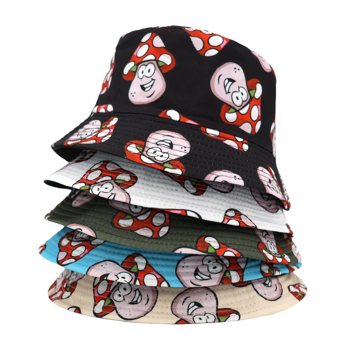 Cute Cartoon Mushroom Print Panama Summer Outdoor Sunscreen Bucket Hat Women Sun Gorras Gift Fashion Sun Production Beach Travel