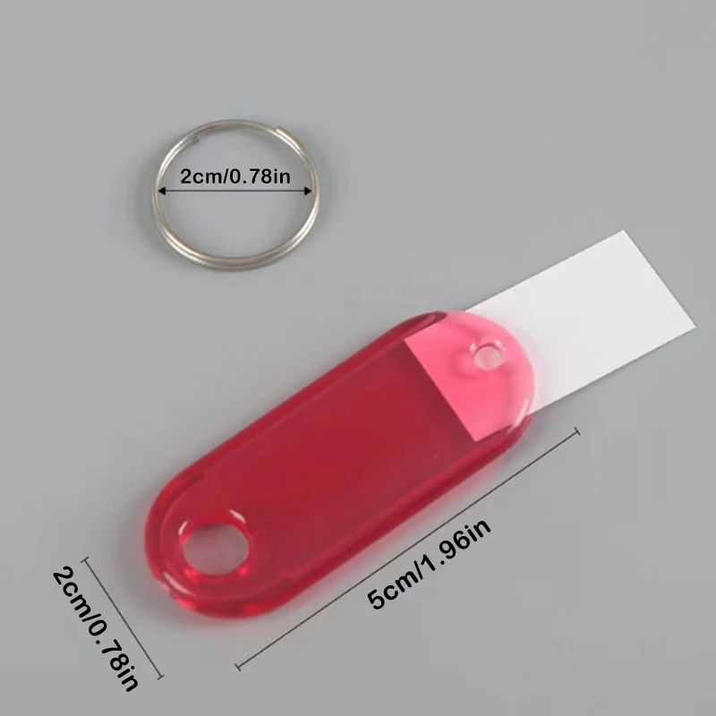 10PCS ID Label Name Tags With Split Ring Crystal Plastic Clear Classification Plate Key Tags Label Numbered Name Baggage Tag