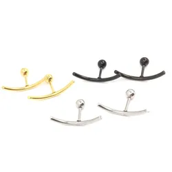 Punk Fashion Stainless Steel Arc Shape Charm Stud Earring For Women Men Simple Line Personality Earings Party Jewelry Pendientes