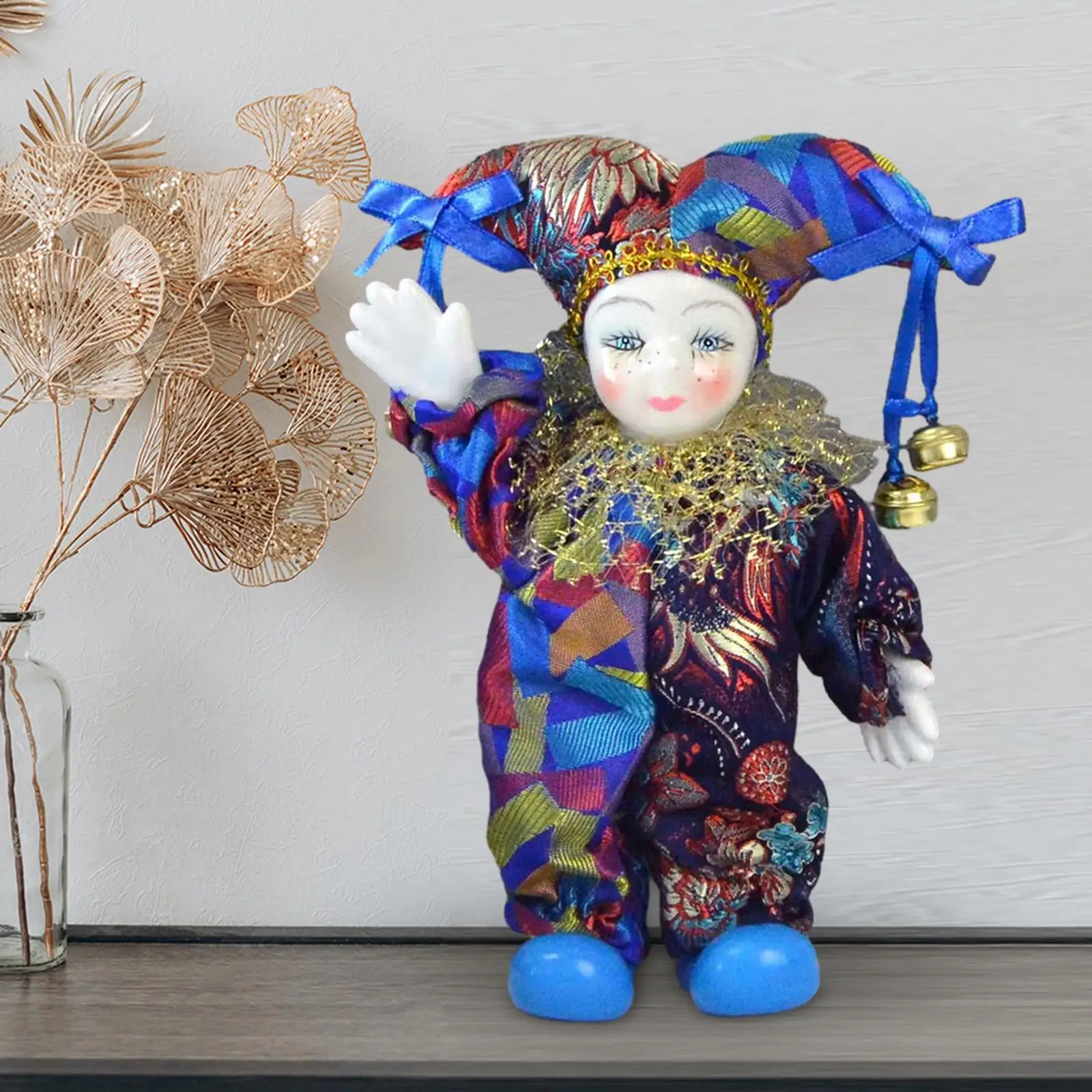 Porcelain Clown Doll 7.87'' Jester Doll for Festival Souvenirs Arts Crafts