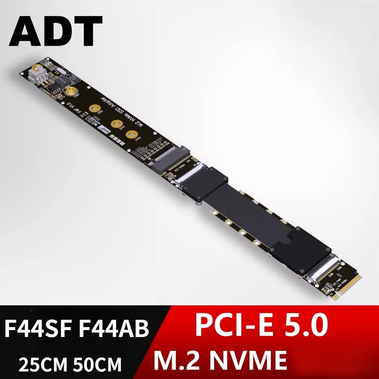 ADT M.2 NVMe SSD FFC Extension Cable MKey F44AB 5.0 GEN5 Solid State Drive Riser Card NVMe M.2 SSD PCI Express 5.0 X4 Full Speed