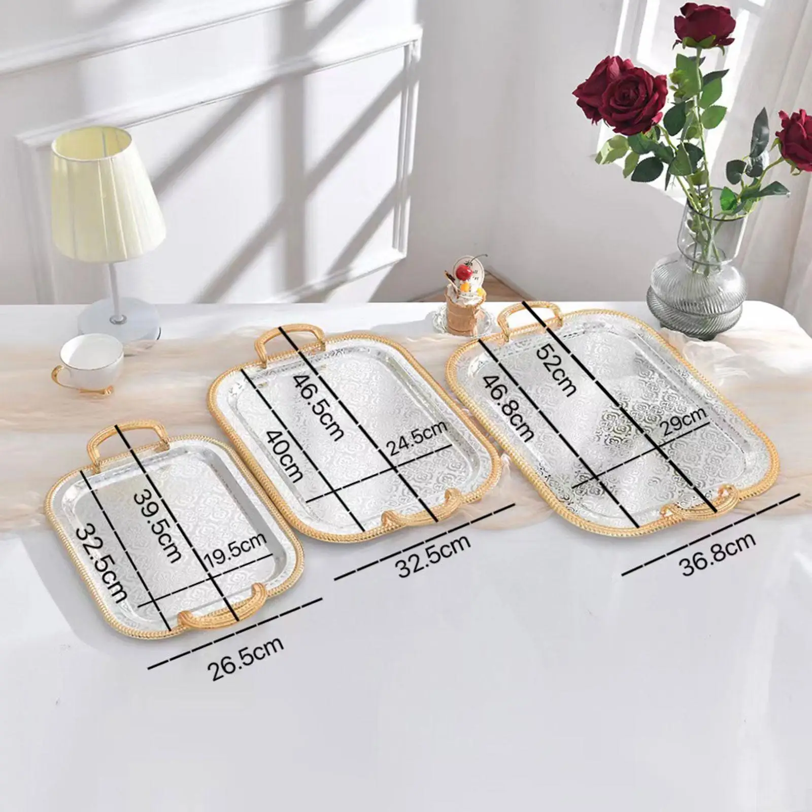 

Набор из 3 прямоугольных металлических тарелок для сервировки: для десертов, вечеринок и завтраков