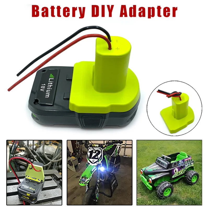 Battery Adapter for Ryobi One Plus 18v Lithium-ion Battery Power Tool DIY 12 Awg Wires Connector P108 P107 Converter（No Battery）