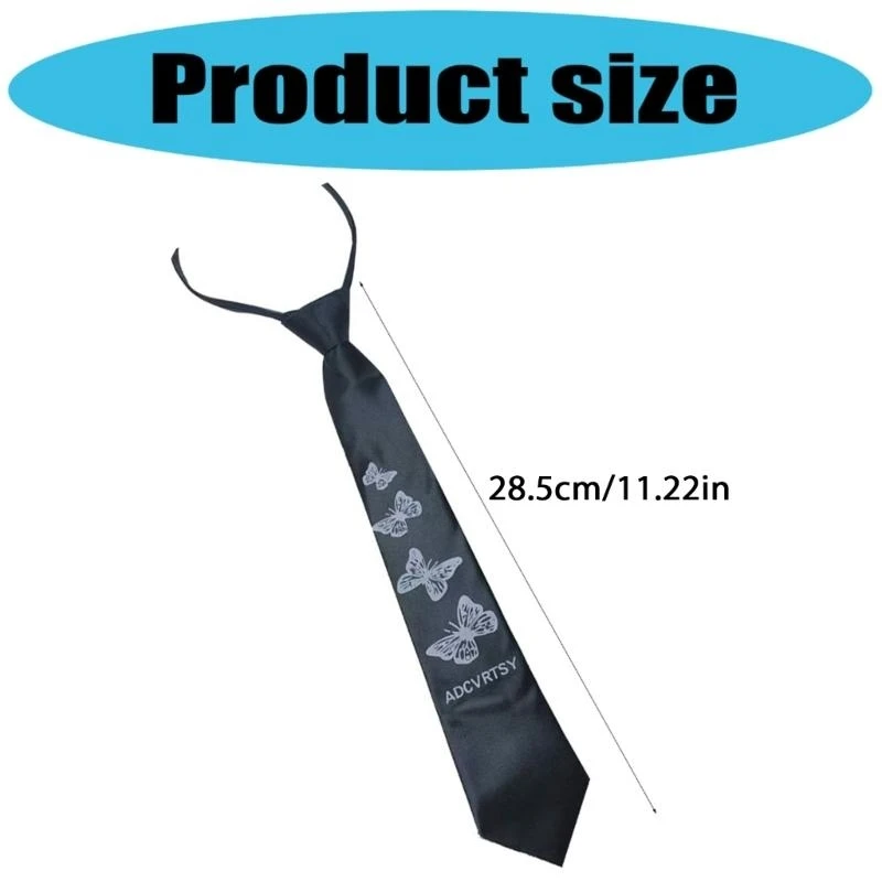 39bdファッショナブルバタフライフローラルプリントタイ学生キャンパスプレッピージッパーネクタイ