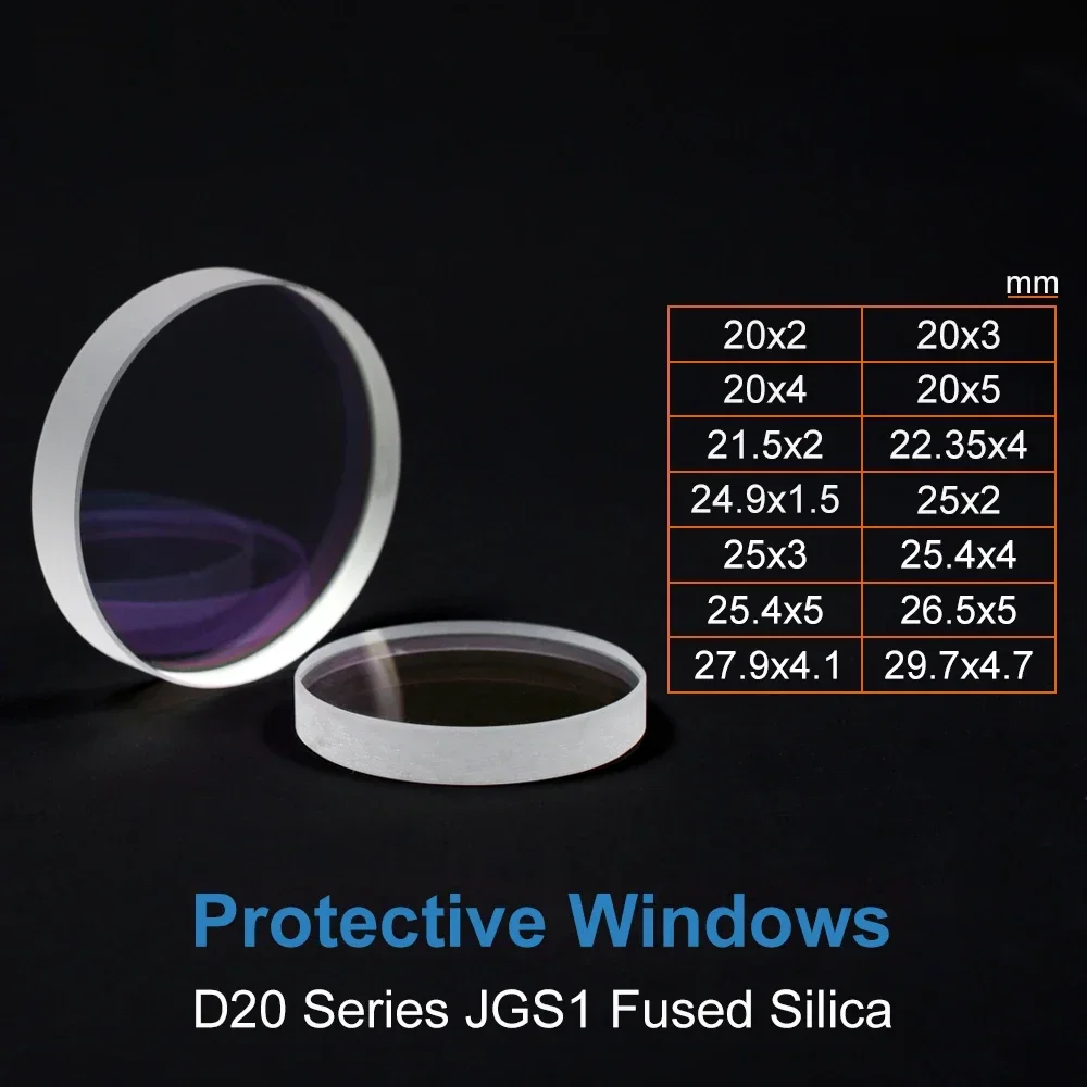 Fiber Laser Protection Window Lens Protective Windows Dia20/22.35/24.9/25.4/26.5/27.9 for WSX Precitec Raytools Laser Heads Lens