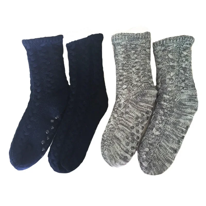 Mens Thermal Sock Winter Warm Short Thick Plus Velvet Home Sleeping Soft Anti slip Floor Sock grip fleece Male Gift slipper 2025