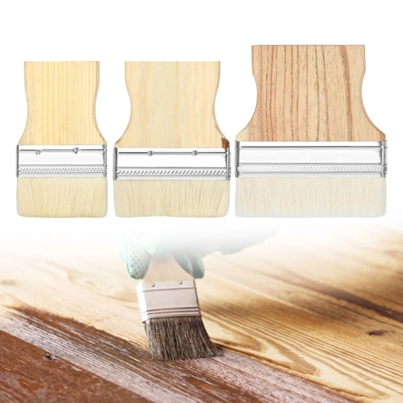 Upgrades Wool Bristle Paint Brush 3 Size Flat Paddle Brushes Simple to Use For Detailed Oil & Acrylic Painting Dropship