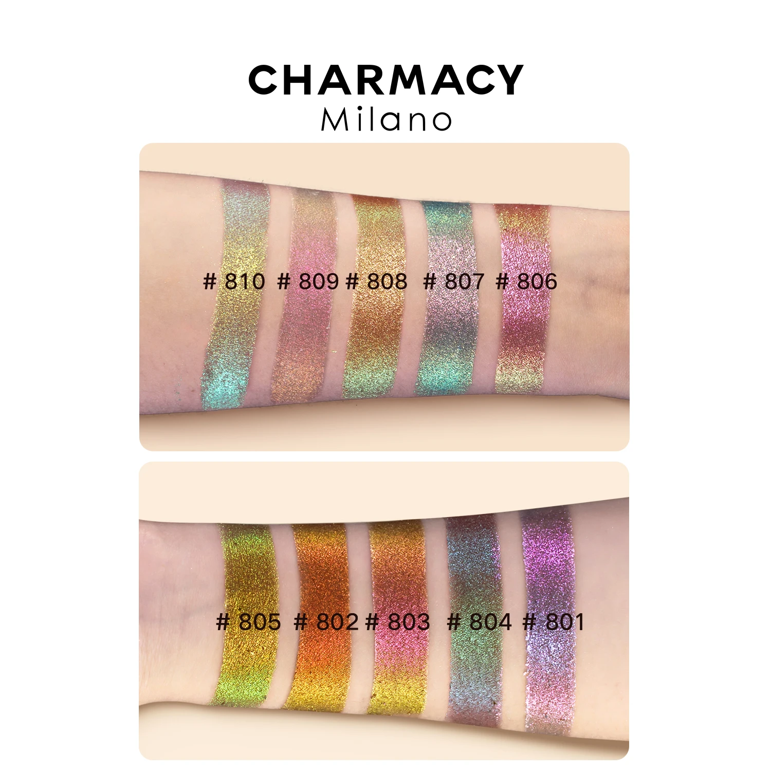 CHARMACY New 10 Multichrome Single Eye Shadow High Pigment Long Lasting Duo Chrome Eyeshadow Glitter Makeup For Eyes