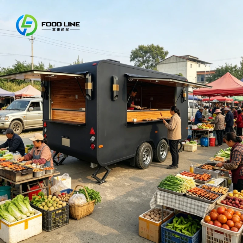 Customized Service Window Mobile Trailer Food Cart for Burger Coffee Smoothie Baked Goods Carnival Fair Catering