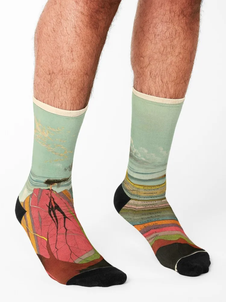 Calcetines vintage con gráfico geológico para hombre y niña, medias deportivas y de Ocio personalizadas, cálidas, invierno, 1893