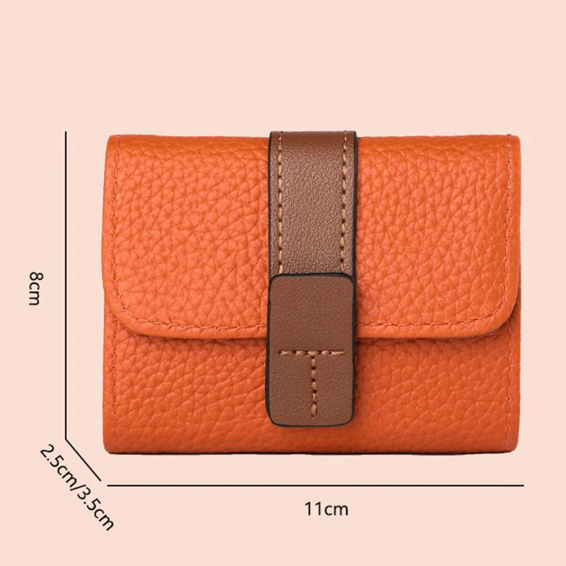 Dompet wanita kulit Pu Solid, dompet banyak Slot kartu Retro tas kartu kecil