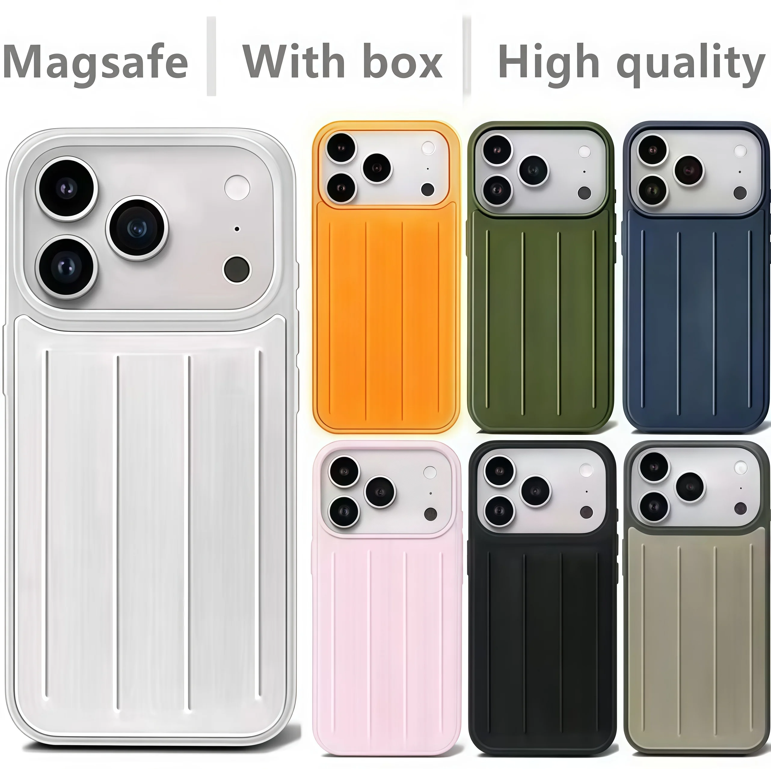 

Electroplated 3D Suitcase Stripes Pattern For iPhone 17 17Pro 16 15 14 13 16Pro Max aluminium Shockproof Hard PC Cover With logo