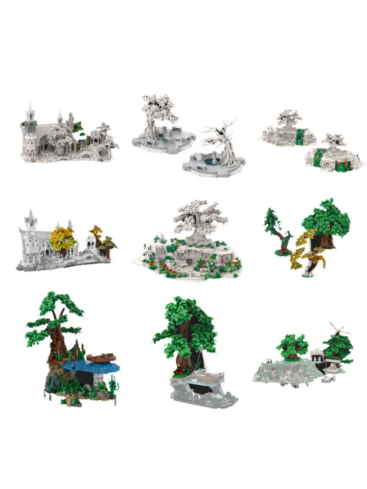 Ringen Film Rivendell Uitbreiding The Shire Bomen Model Moc Bouwstenen DIY Creatieve Montage Bricks MOC-234524 MOC-216710 - afbeelding 2