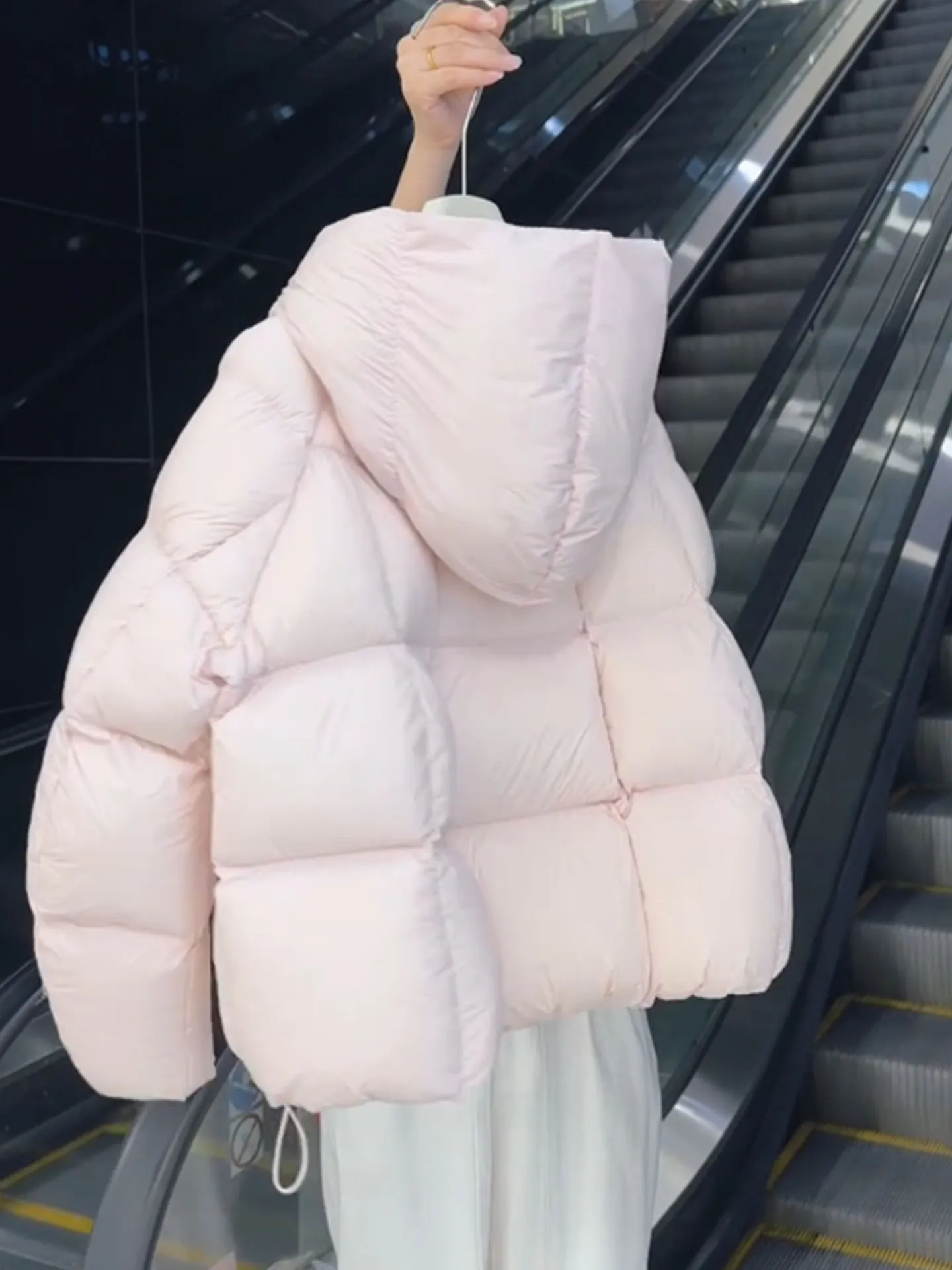 Bonito rosa ort feminino para baixo jaet 2025 inverno novo sle alta sensação com capuz pão tamanho pequeno casaco outerwear