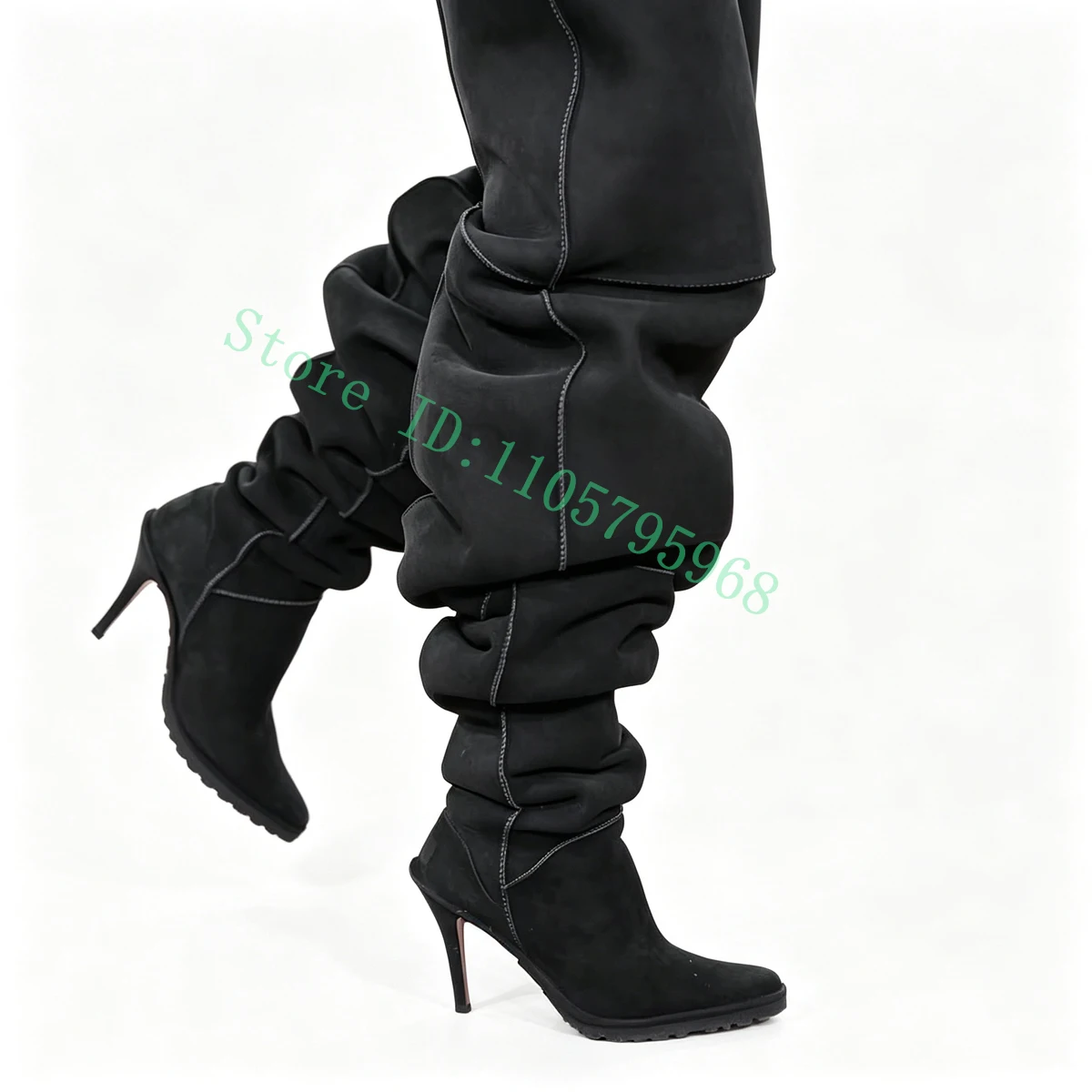 Women's Thigh High Boots Ruched Slouchy Runway Style