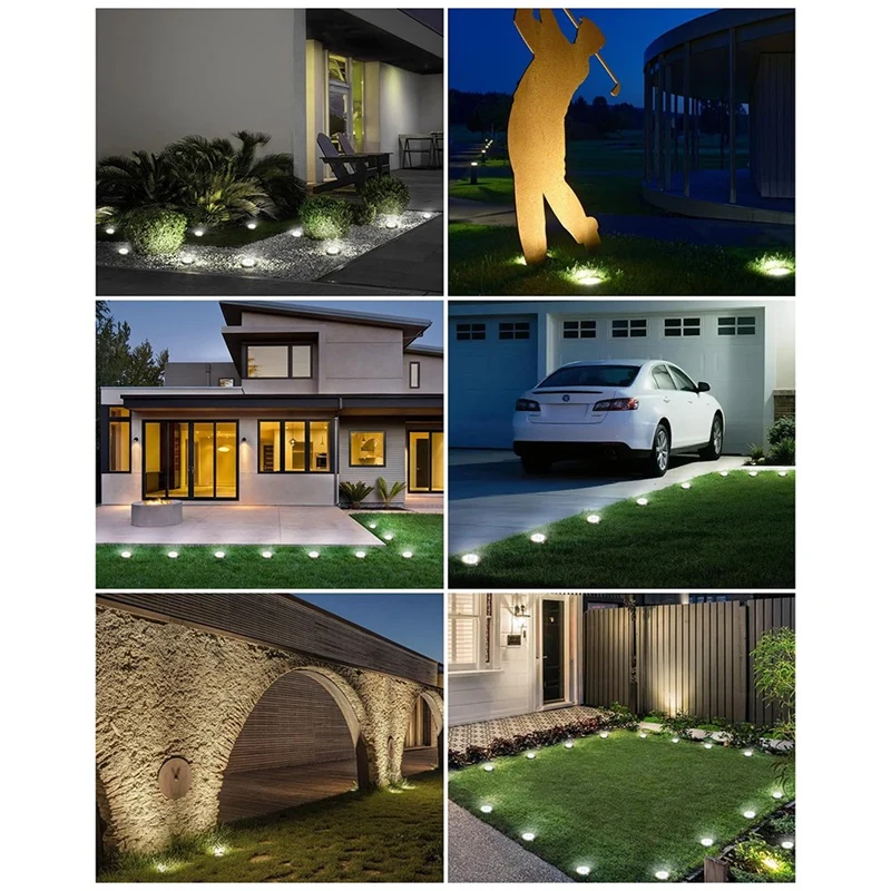 DT16 10-Pack Solar Ground Lights, Flat Mini Solar Disc Lights for Outdoor Pathways Garden, Waterproof Landscape Lighting