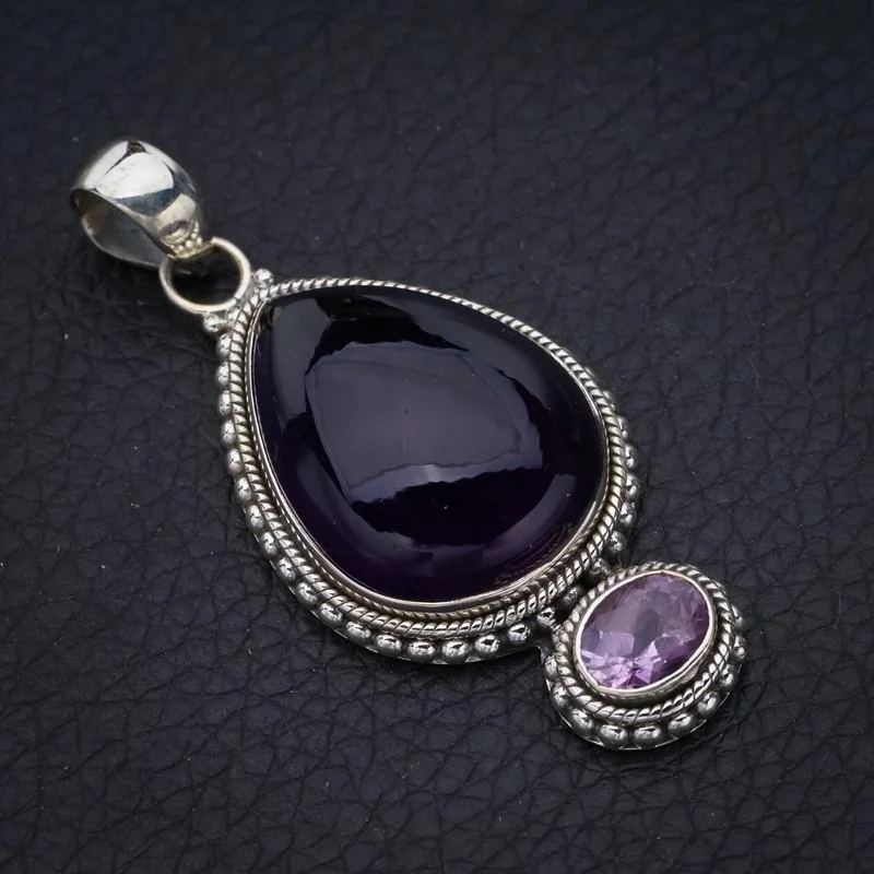

StarGems Natural Amethyst Handmade 925 Sterling Silver Pendant 2" F5344