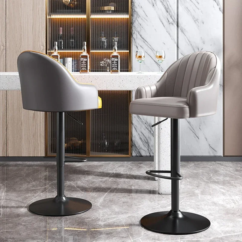 Nordic Swivel Bar Chairs Luxury PU-leather Modern Reception Bar Chairs Office Minimalist Design Bar Furniture Barkrukken