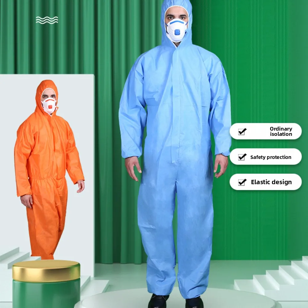 Safety hazard kit, disposable paint all over the body, hooded work clothes, elastic wrist and ankle laboratory protective clothi
