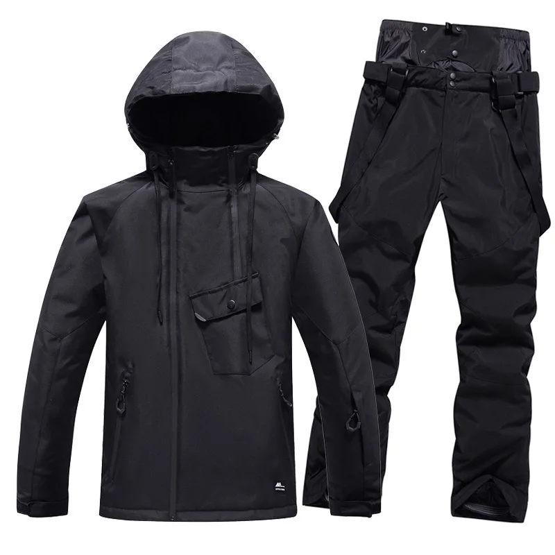 Unisex Solid‑Color Ski Suit Set Windproof Waterproof Warm Breathable for Couples