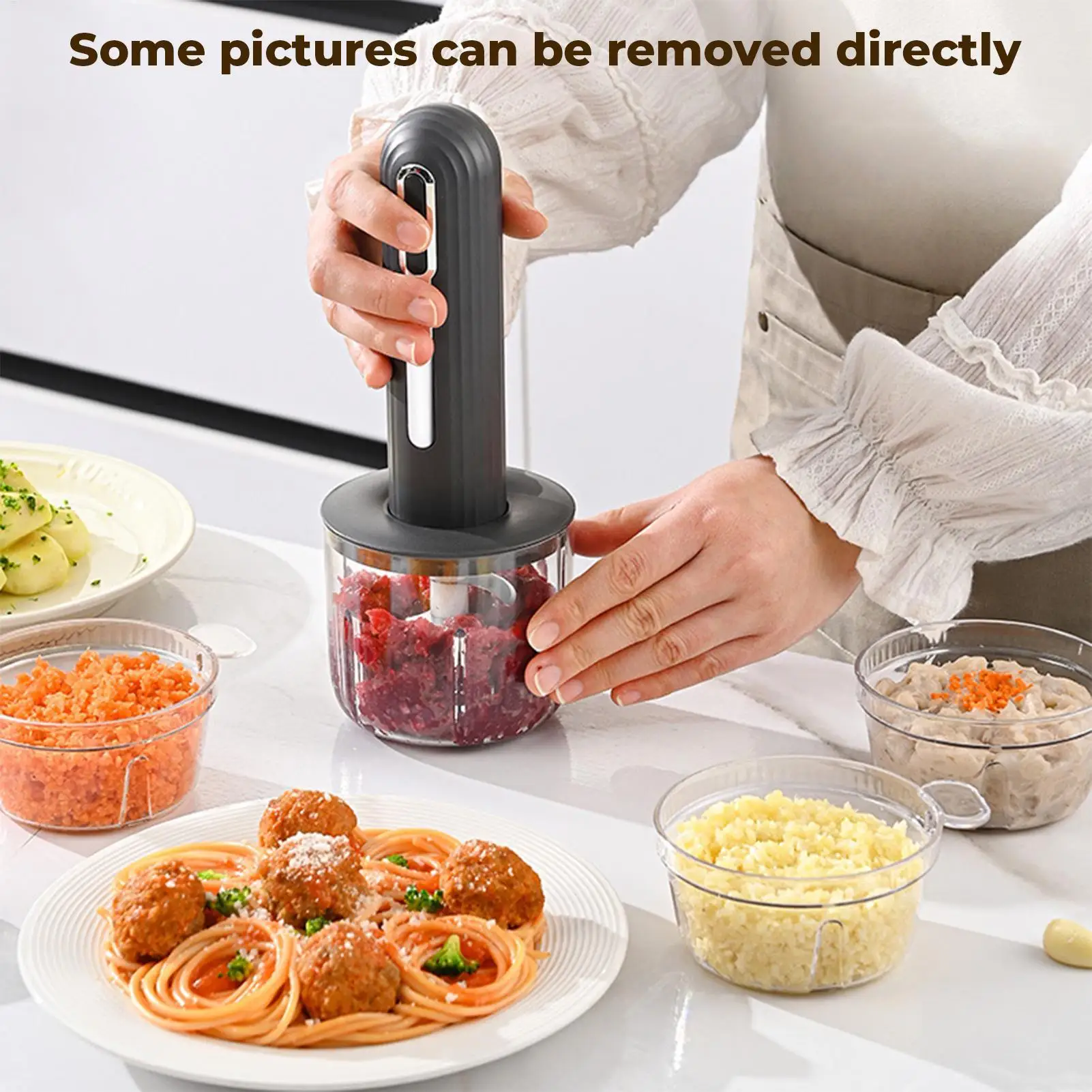 

Портативная электрическая пищевая мясорубка USB, небольшой беспроводной блендер для чеснока, многофункциональный инструмент для детского питания.