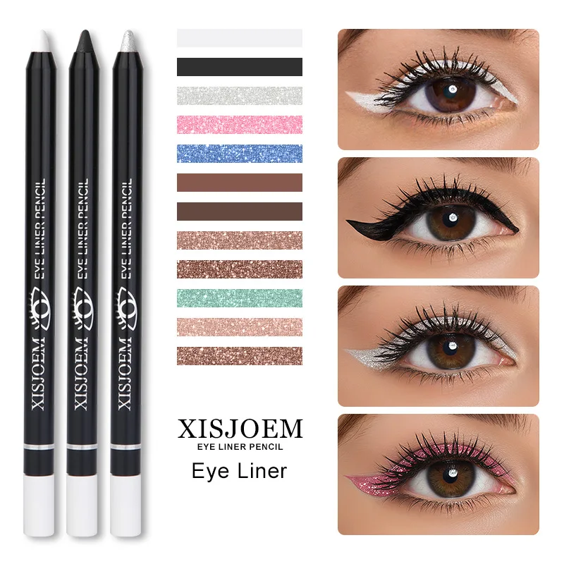 Mehrfarbiges Eyeliner-Stift-Set, langlebig, wasserfest, schimmernd, matt, Eyeliner-Stifte für Augen-Make-up