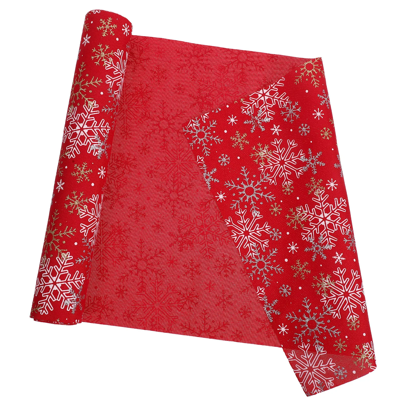 

Christmas Snowflake Table Runner Red White Gold Polyester Rustic Holiday Dinner Dining Table Winter Decor Winter Holiday Decor