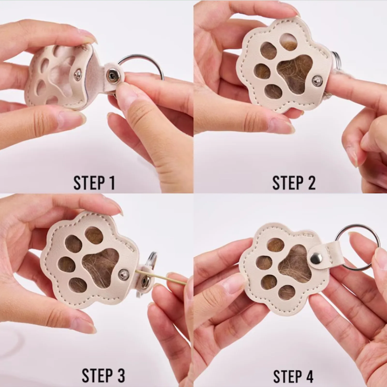 Llavero conmemorativo de pelo de mascota, relicario de cuero PU para guardar el pelo de gato o perro, colgante para almacenar pelo de mascota, accesorios colgantes para bolso.