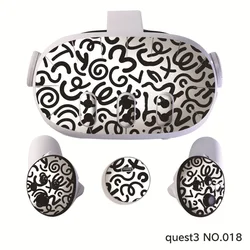 For Meta Quest 3 VR Earphone Controller Accessories Vinyl Protective Cover Stickers for Oculus 3 Skin Stickers