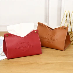 PU Leather Tissue Box Holder Car Tissue Container Box Toilet Paper Box Desktop Napkin Holder Bedroom Paper Tissue Dispenser