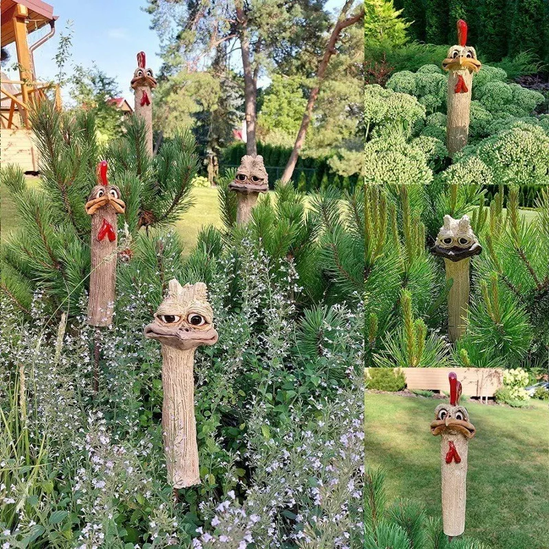 

Funny Chicken Head Statue Creative Garden Decoration Garden Chicken Figurine Handmade Garden Statues Resin for Art Decorations