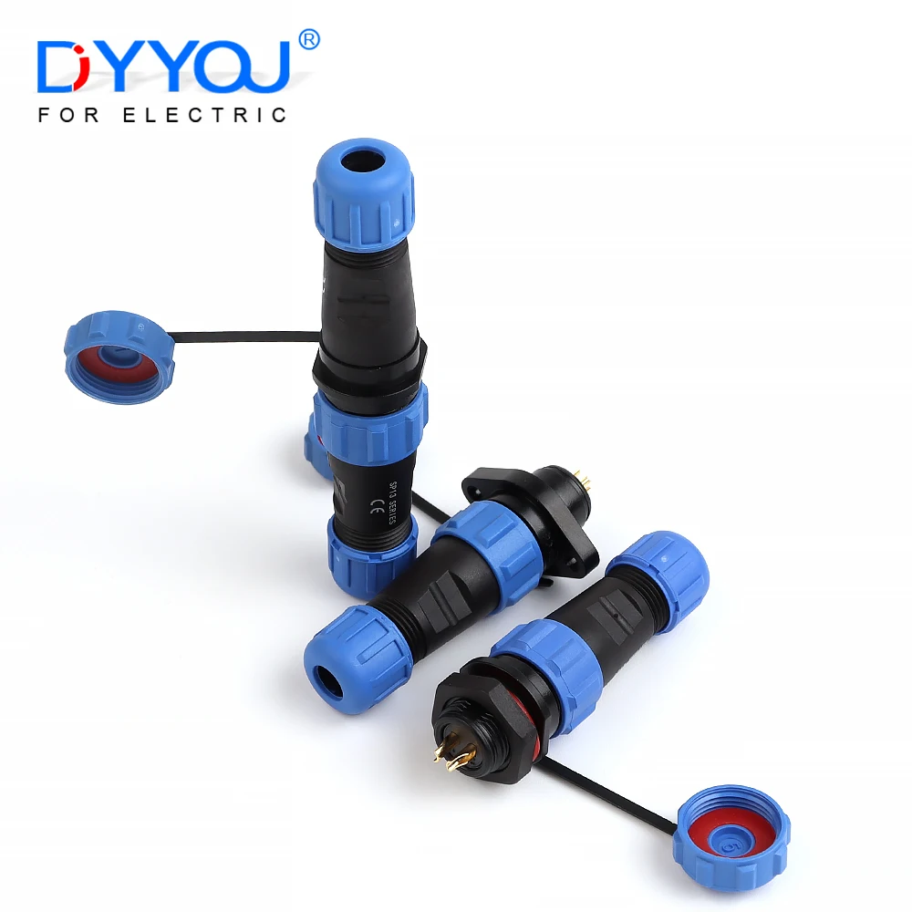 SP13 IP68 Nut/Flange/Docking Waterproof Connector Plug Socket 2/3/4/5/6/7 Pin Male Female Quick Cable Wire Connectors Welding