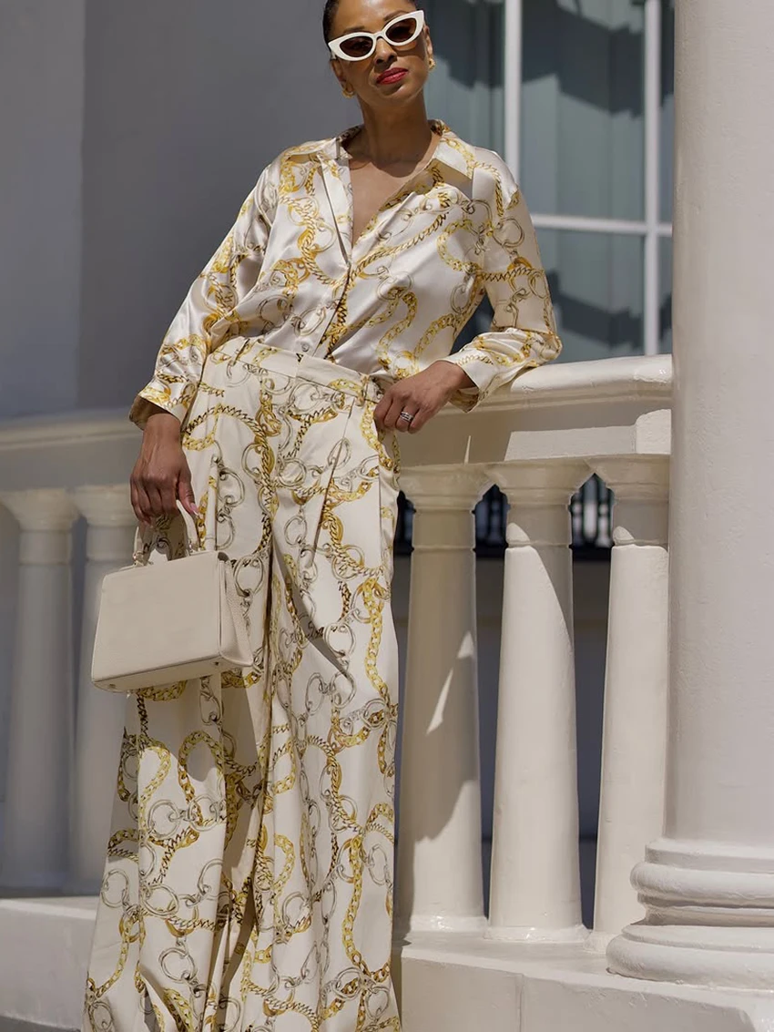 

Marthaqiqi зимние женские ночные рубашки костюм пижамы с длинными рукавами сексуальная одежда для сна с отложным воротником брюки с принтом женский комплект ночного белья