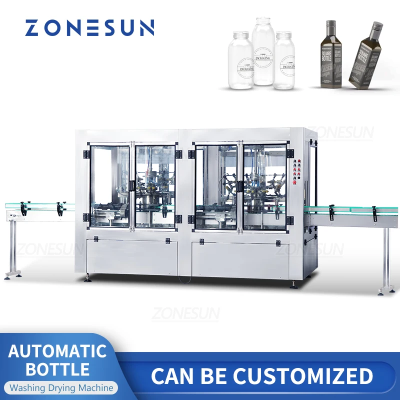 ZONESUN ZS-WB12A เครื่องซักผ้าและอบแห้งขวดอัตโนมัติพร้อมตัวจับแบบหมุนสําหรับไวน์น้ําเครื่องดื่มนมการผลิตจํานวนมาก