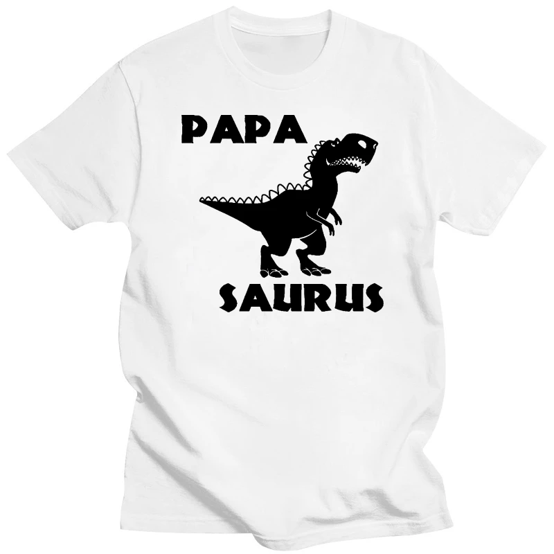 Short Sleeves Cotton T Shirt Papa Saurus T-rex Dinosaur Adult T-shirt