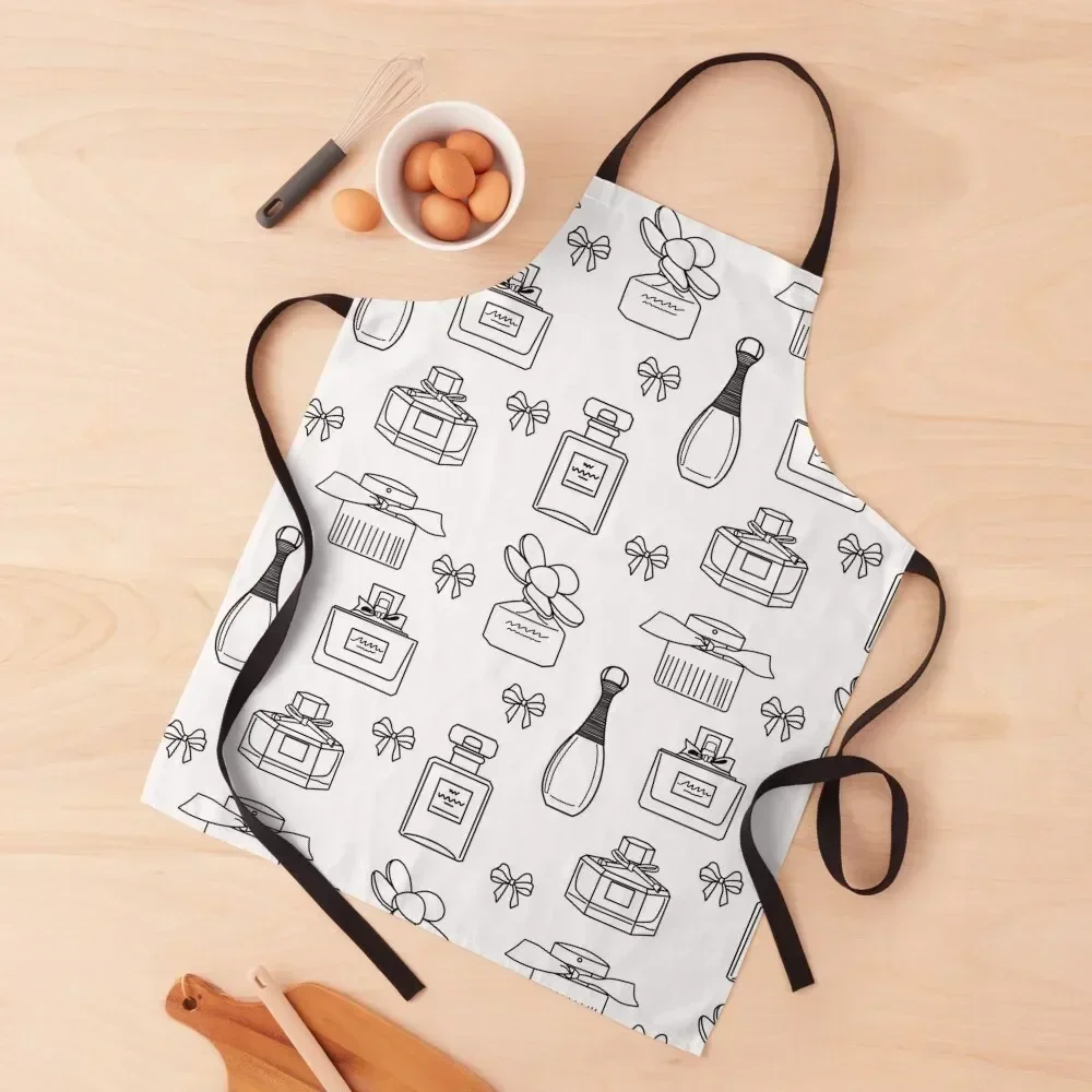 

Luxury Perfume Pattern Print Apron Waiter Uniforms Salon Men's Kitchen Bib For Kitchen Apron