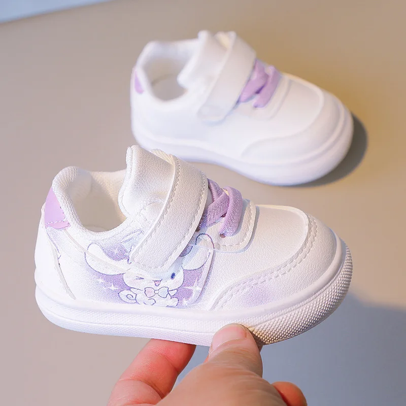 Girls Casual Shoes White Sneakers Cute Baby Girl First Walker Cartoon Sanrio Cinnamoroll Children Sport Shoes Non-slip Fashion