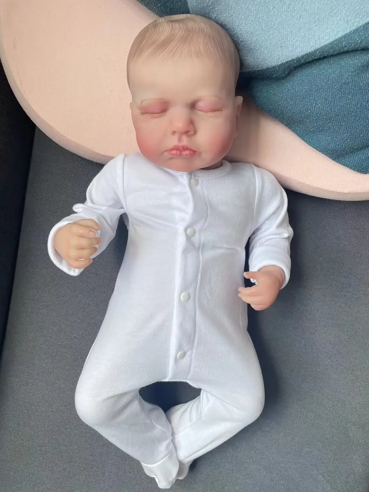 Clearance 19inch Sleeping Loulou Newborn Size Baby Reborn Dolls Hand-painted Hair 3D skin multiple Layers Visible Veins