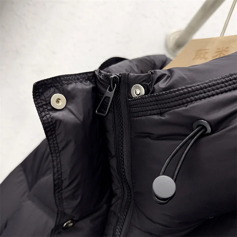 ZAROY Damen Winterjacke, verdickte warme Kapuzen-Baumwollparka, koreanischer Stil, einfarbig, vielseitig, lässiger kurzer Mantel, Schnee-Oberbekleidung, Winterjacke – Detail 9