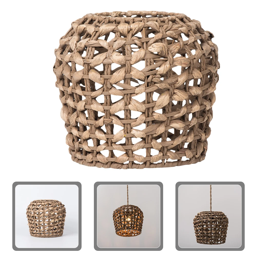 

Natural Woven Lampshade Handmade Hyacinth Rustic Bedroom Decorative Replacement Light Shade For Home Hotel Dorm Vintage Style