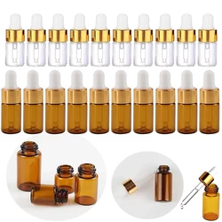 20 sztuk 1ml 2ml 3ml 5ml Mini butelki z zakraplaczem na olejki eteryczne butelki do aromaterapii kosmetyczne puste pojemniki perfumy wielokrotnego napełniania