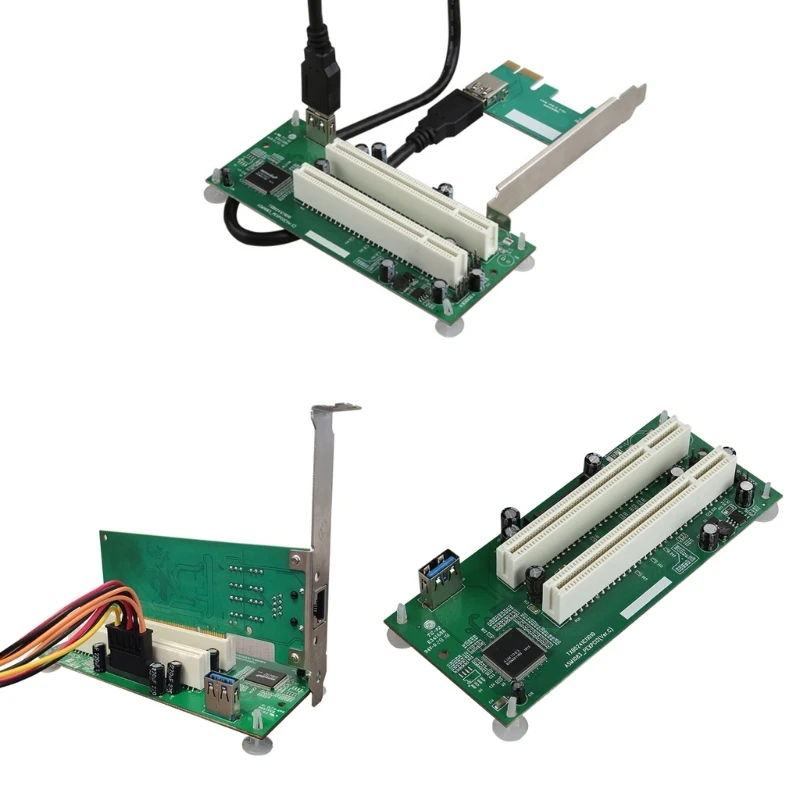 PCIe to Double PCI Adapter Card USB Data Transfer Slot for Enhances Performances Dropship