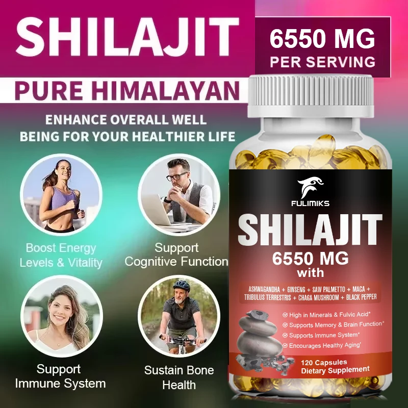 FULIMIKS Shilajit Supplement, High Potency 6550MG, Supports Brain Function, Memory, Energy, Immunity & Long-Term Vitality