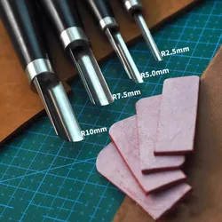 Leather 1/4 Round Corner Chamfering Machine, Ebony Handle Shallow Round Chopper, DIY Handmade Leather Trimming And Cutting Tool