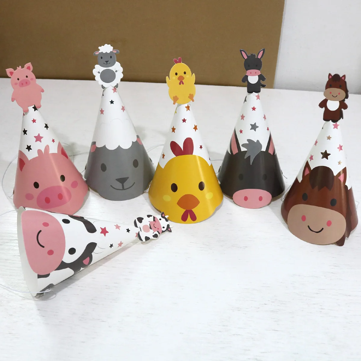 Sombreros de fiesta de animales de la selva para niños, conjunto de sombrero de cumpleaños con diseño de León, Tigre, elefante, tema del bosque, accesorios de celebración para niños