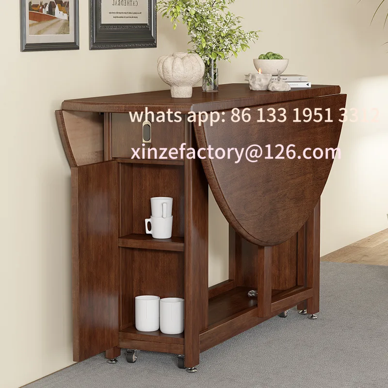 

Customizable Nordic simple household small apartment folding dining table solid wood dining table folding chair combinati