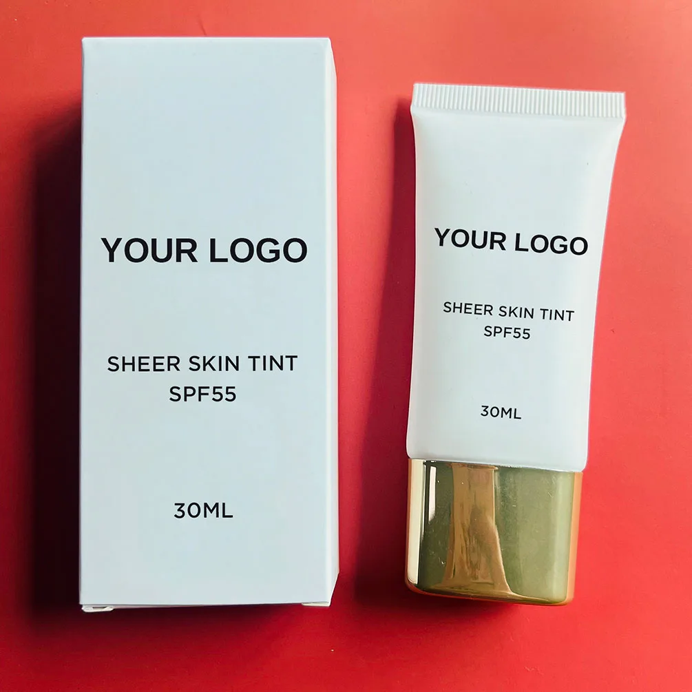 Maquillage végétalien, marque privée, Logo personnalisé, teinte peau transparente, 7 nuances, capuchon doré, crème de protection pour le visage, Base de maquillage, vente en gros