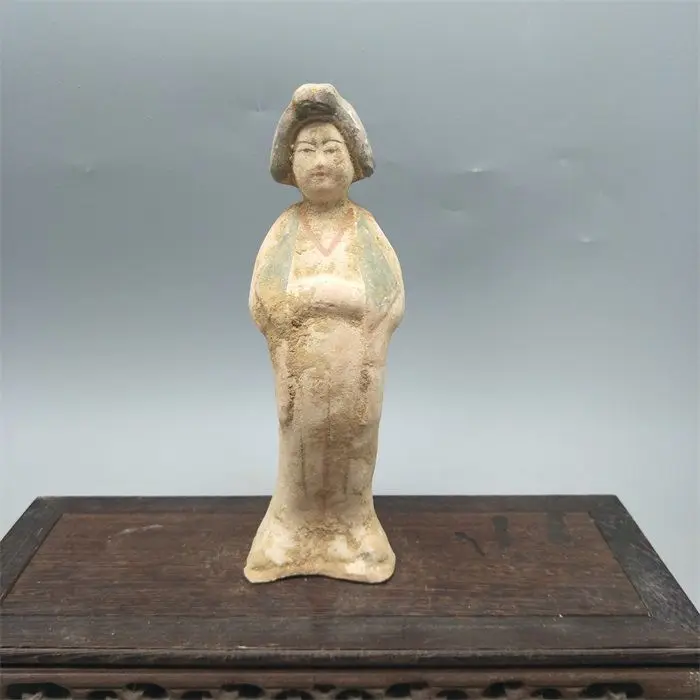 Tang Dynasty Style Painted Pottery Fat Lady Figurine Chinese Antique Terracotta Beauty Statue Vintage Unearthed
