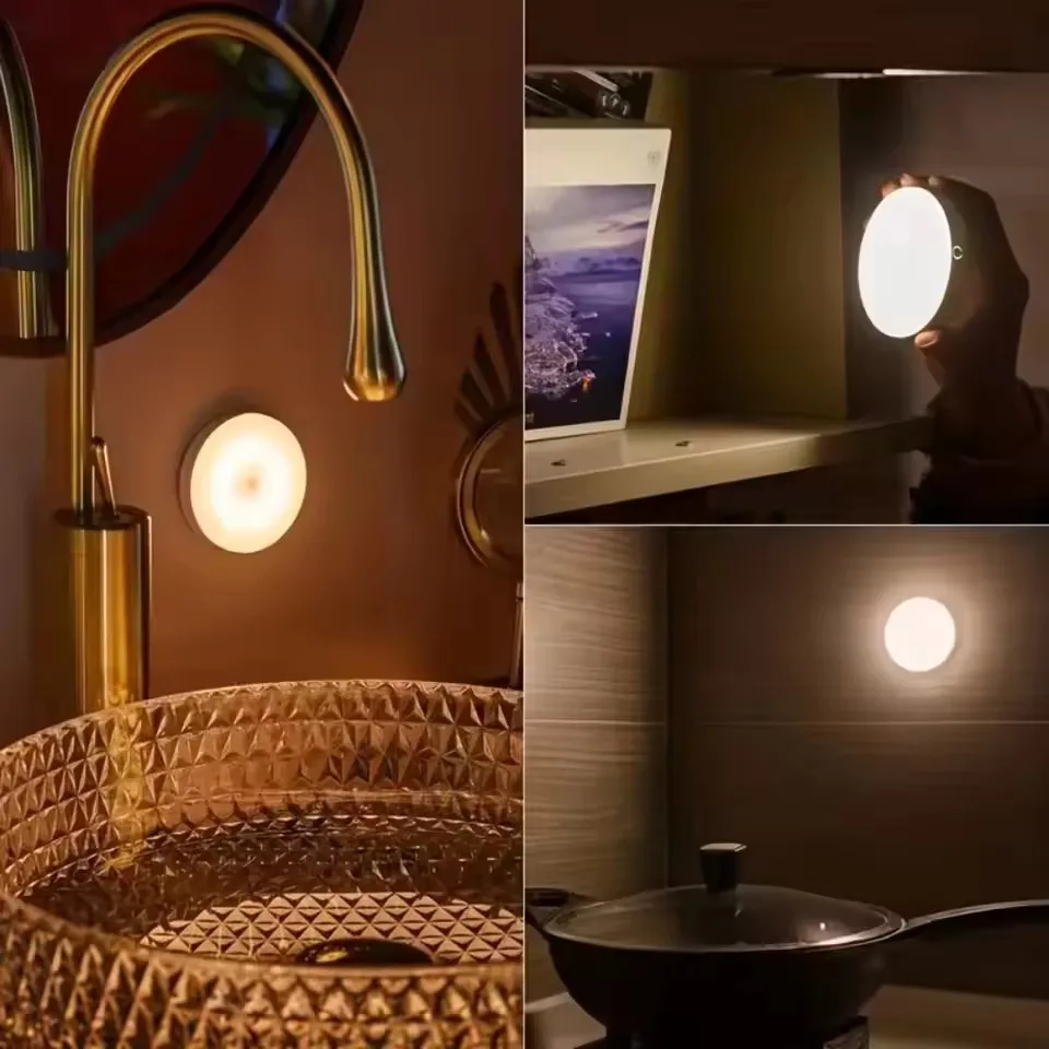 USB Rechargeable LED Night Light with Switch, Motion Sensor Magnetic Wireless Lamp, Warm White No Flicker for Closet Bed Cabinet view 4