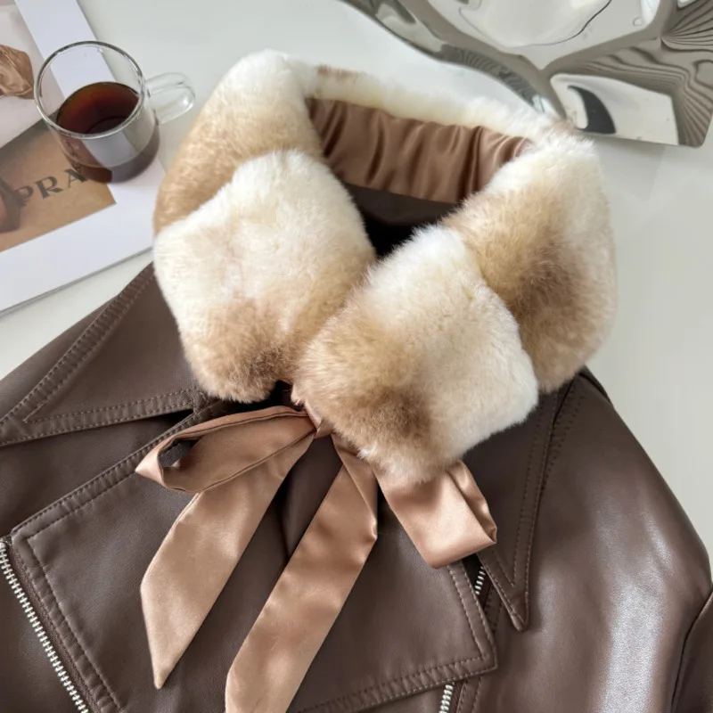 Real Rex Rabbit Fur Scarf Winter Luxury Thickened Warm Neck Warmer Female Fashion Warm Fur Scarf Natural Fur Scarves For Women